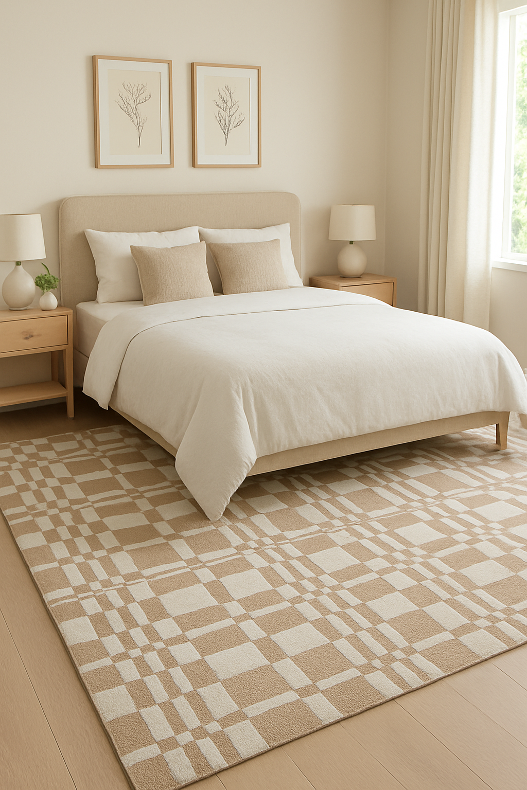 Geometric Hand Tufted Sand Carpet - Image 2